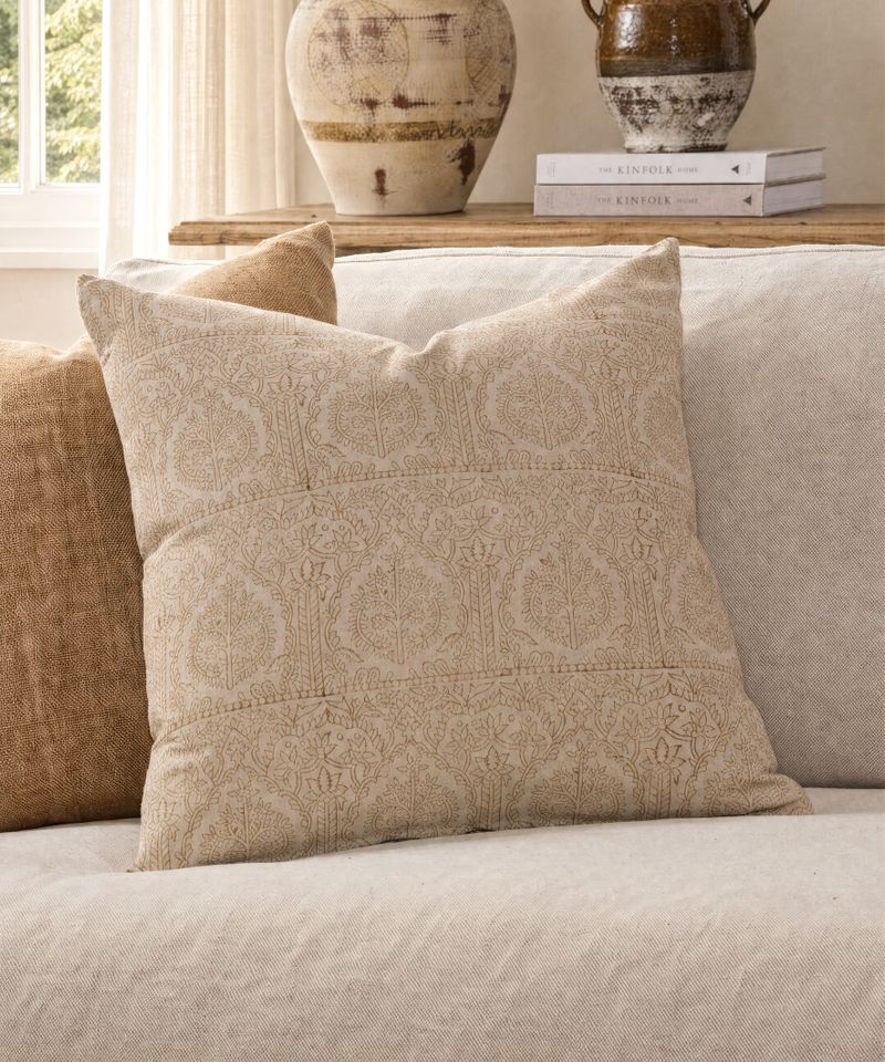 Sandstone Handblocked Cushion Cover