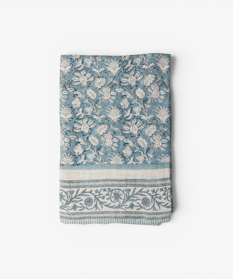 Willow Blue Linen Tablecloth Large