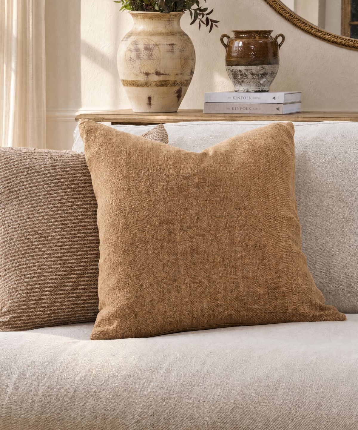 Linen Cushion Cover Clay