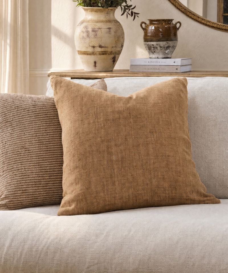 Linen Cushion Cover Clay