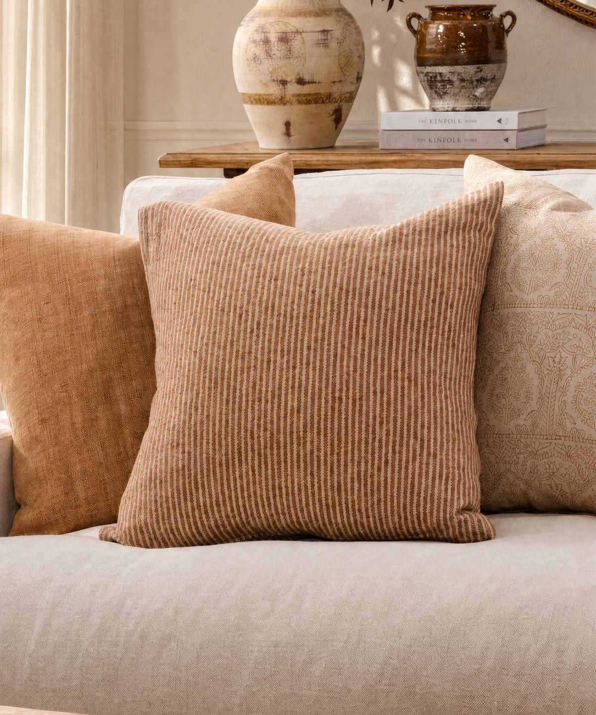Ticking Cushion Cover Rust