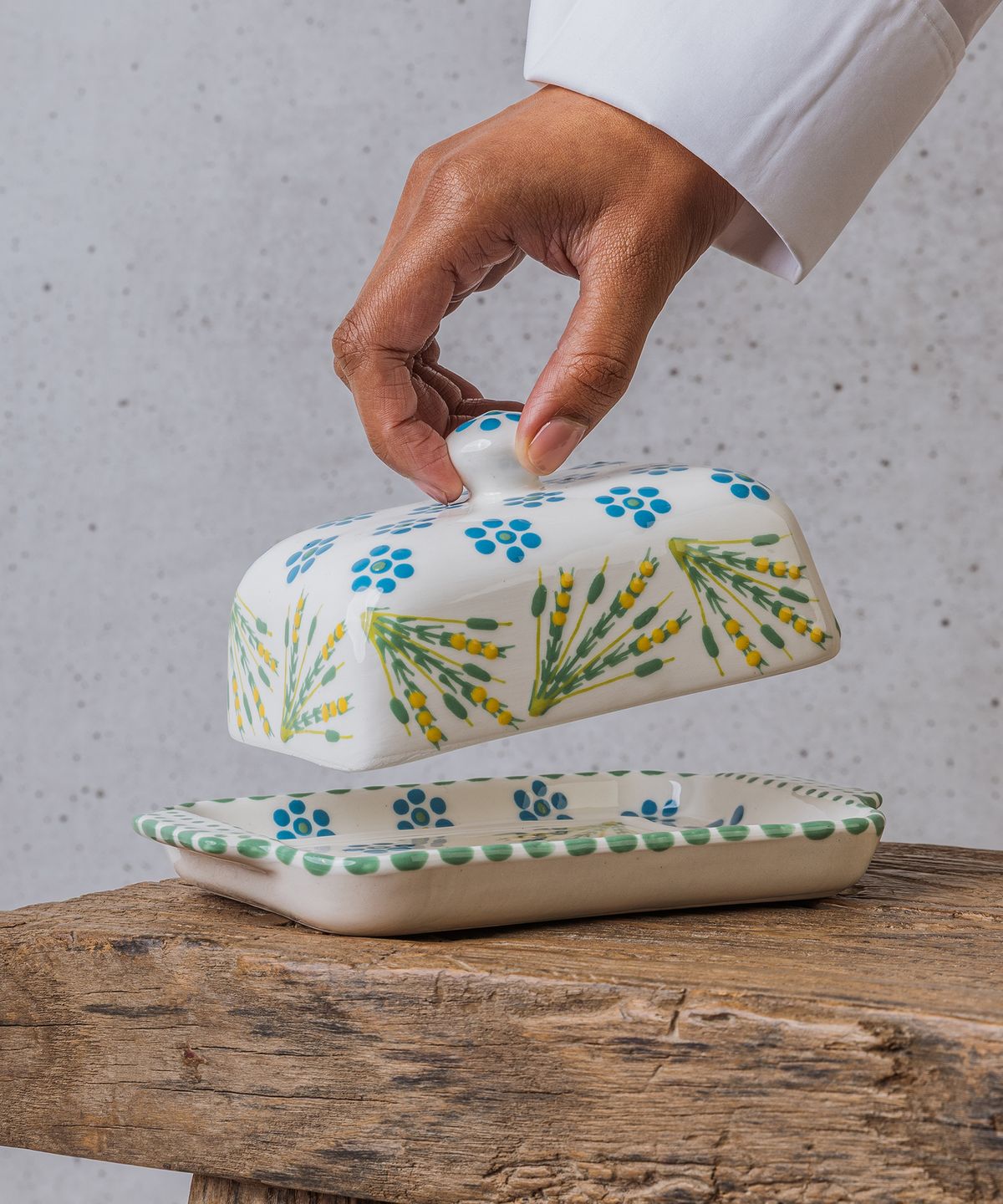 Butter Dish with Lid Green