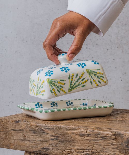Butter Dish with Lid Green