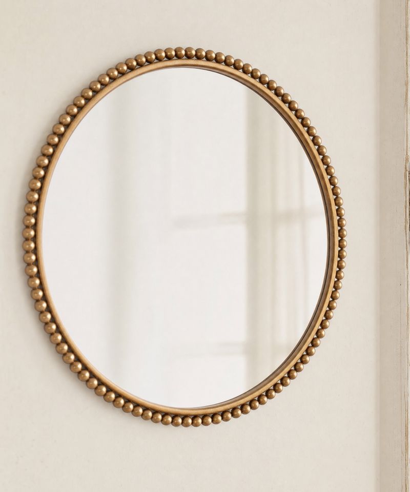 Beaded Round Mirror
