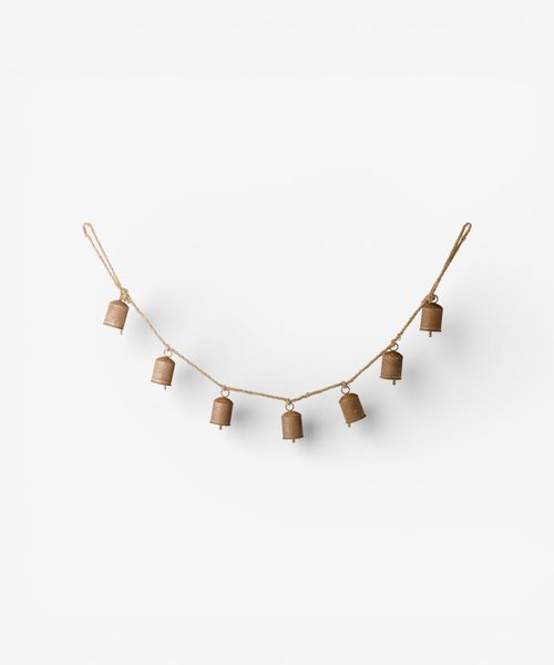 Cow Bell on Rope Garland Rust