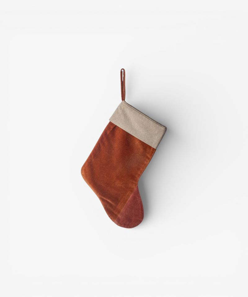 Two Toned Velvet Stocking Cinnamon
