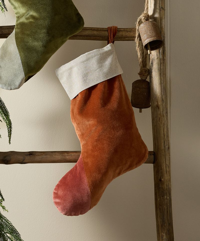 Two Toned Velvet Stocking Cinnamon