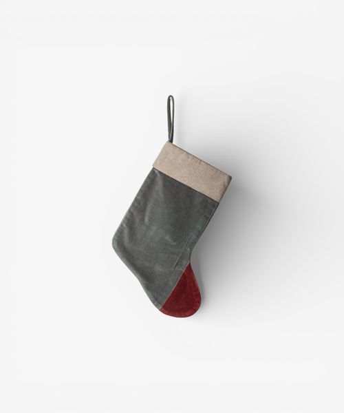 Two Toned Velvet Stocking Eggshell
