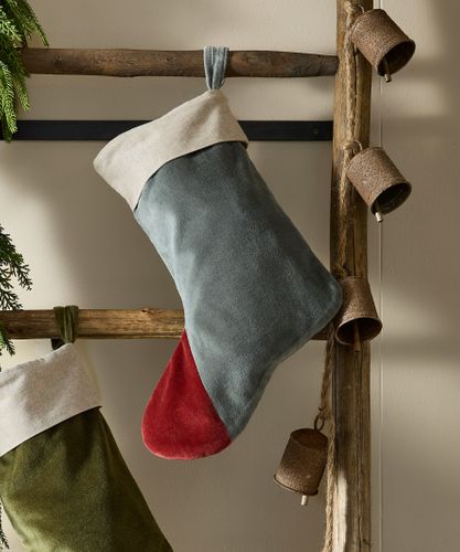 Two Toned Velvet Stocking Eggshell
