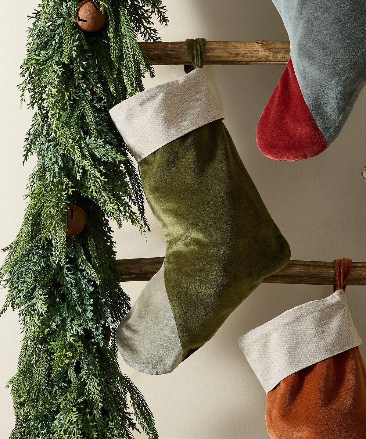 Two Toned Velvet Stocking Forest