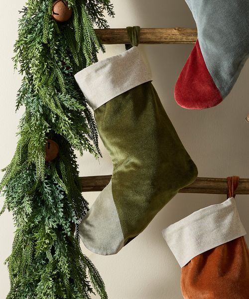 Two Toned Velvet Stocking Forest