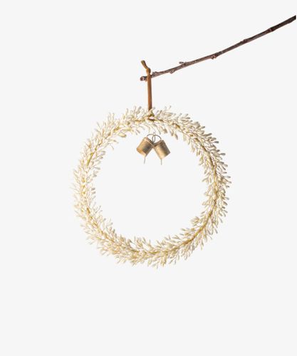 Golden Beaded Wreath with Bells Small