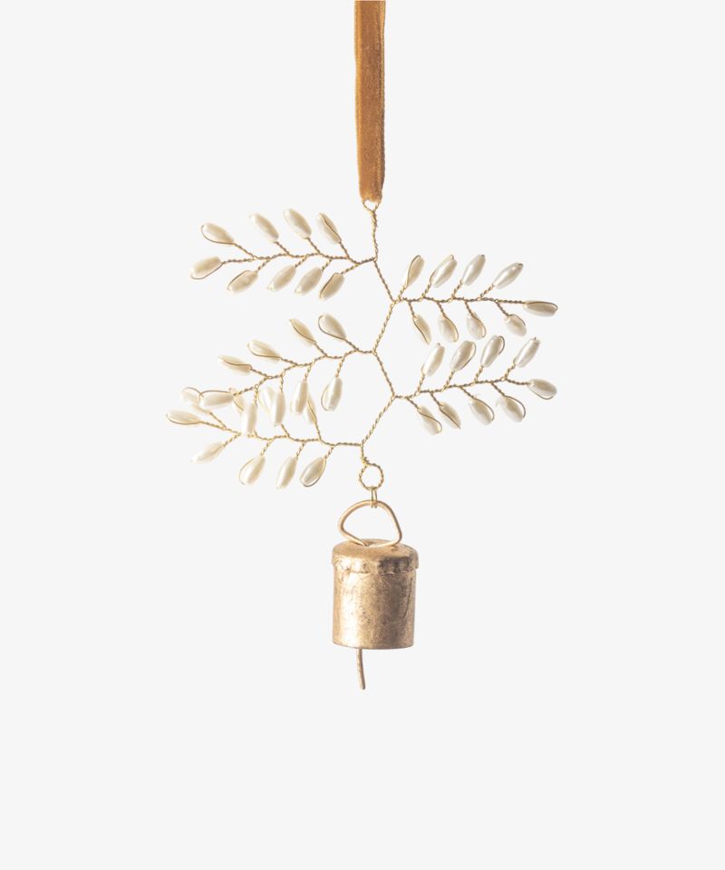 Beaded Leaf Bell Decoration