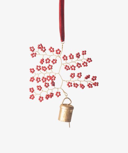 Hanging Beaded Bell Red