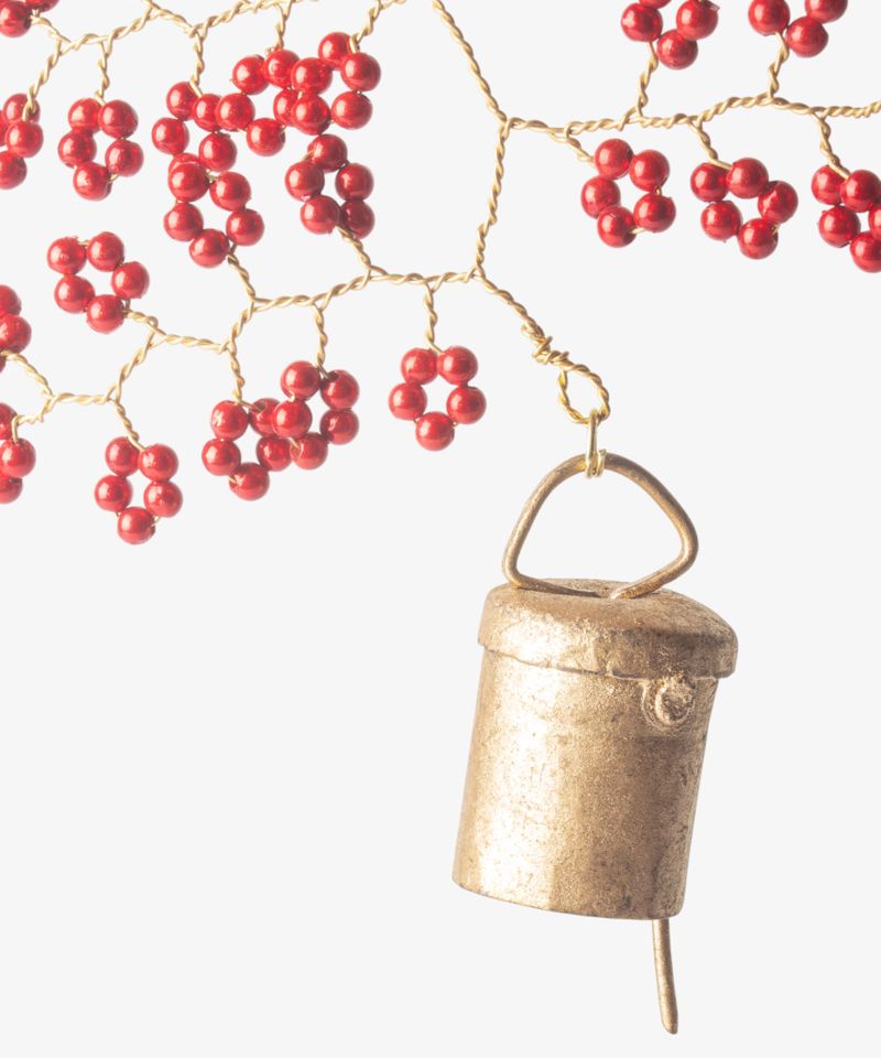 Hanging Beaded Bell Red