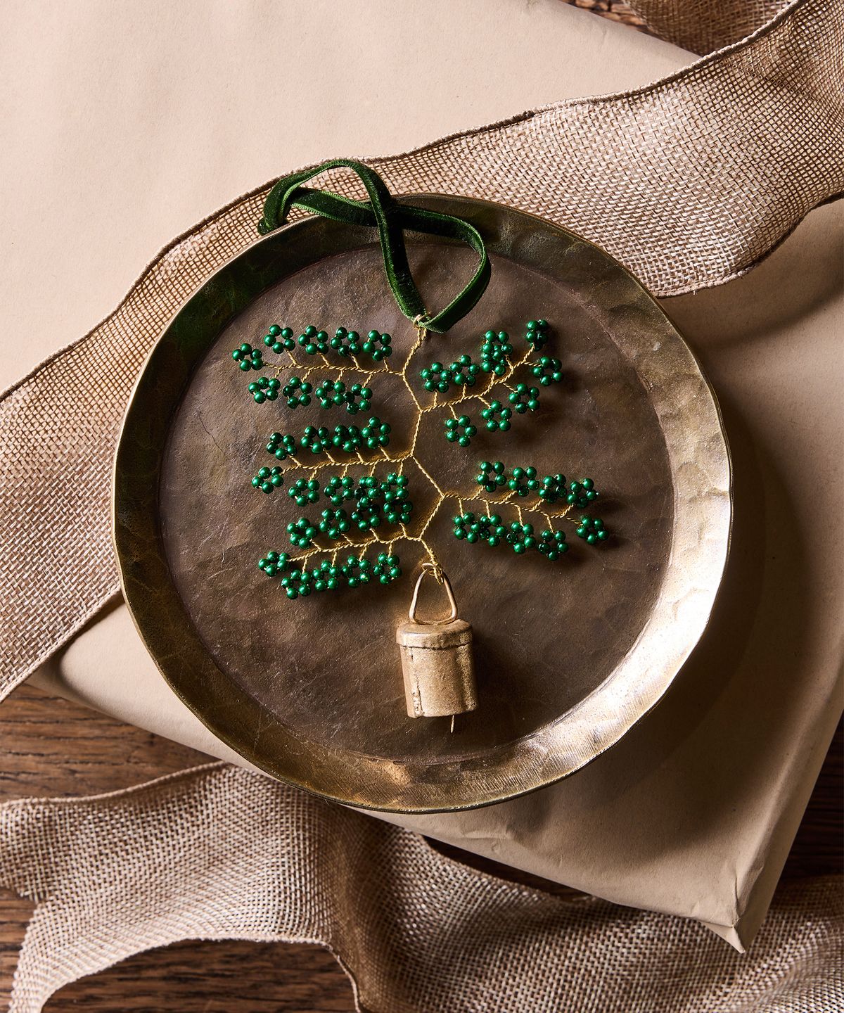Hanging Beaded Bell Green