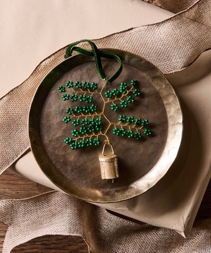 Hanging Beaded Bell Green