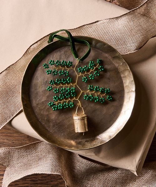 Hanging Beaded Bell Green