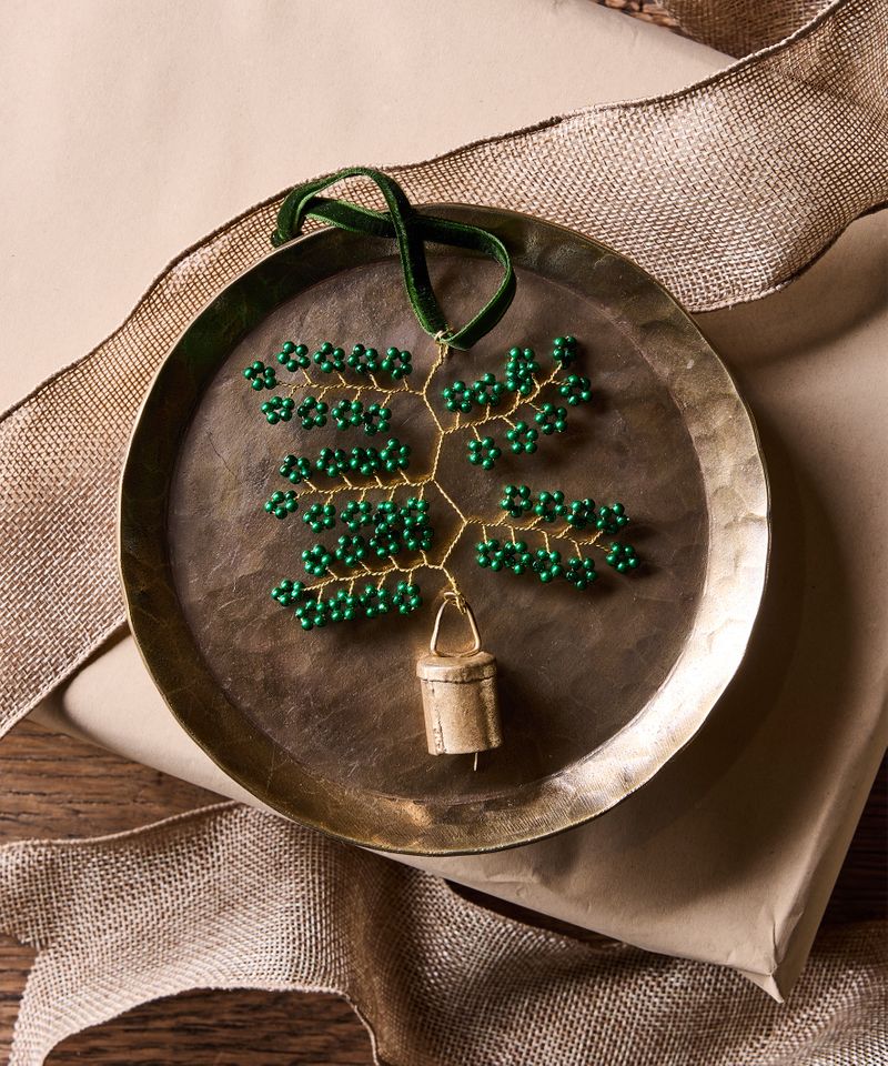 Hanging Beaded Bell Green