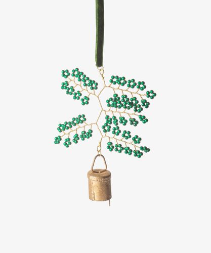 Hanging Beaded Bell Green