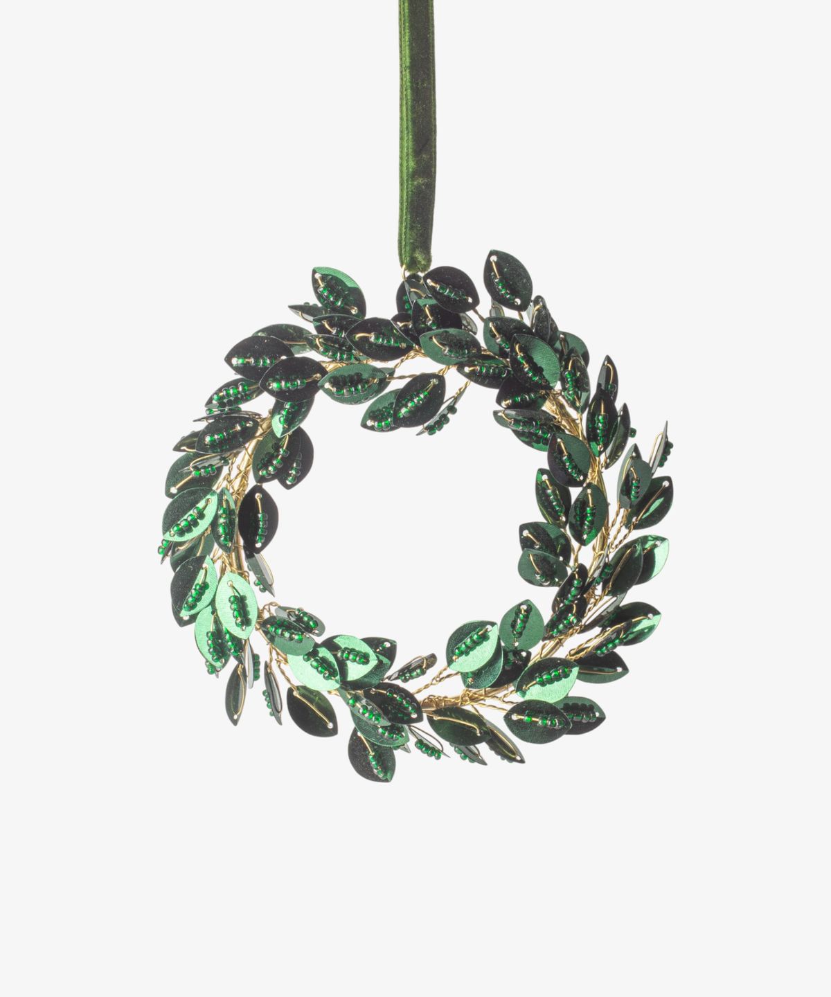 Hanging Beaded Ring Green