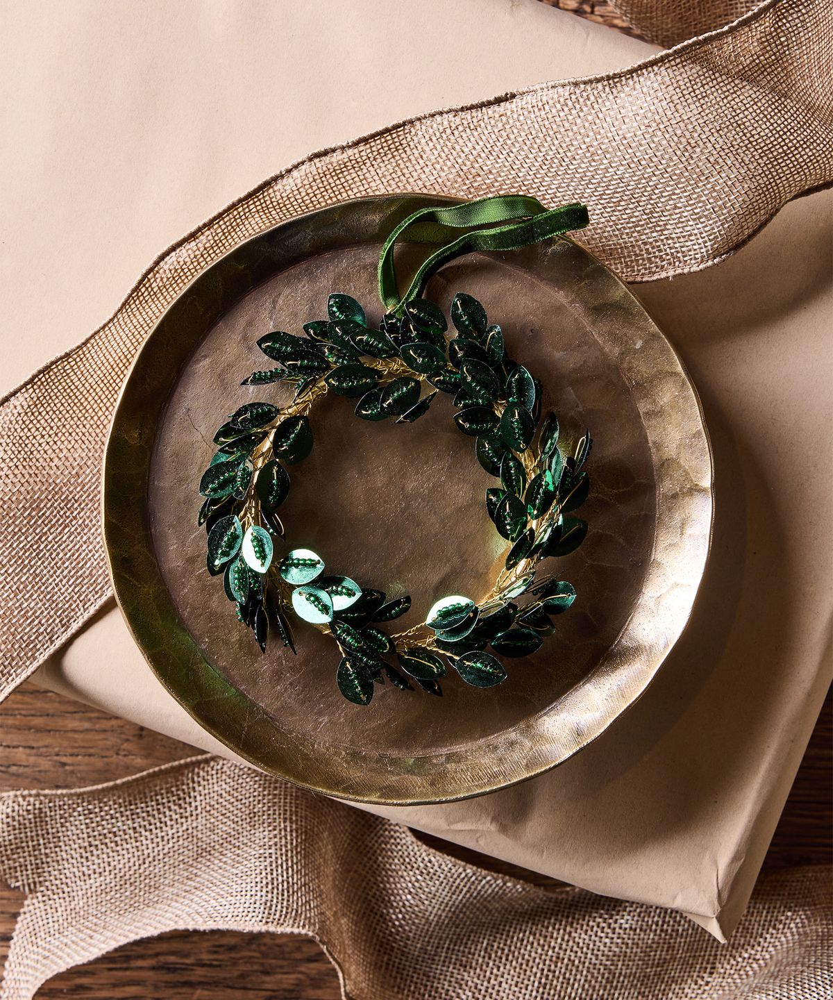 Hanging Beaded Ring Green