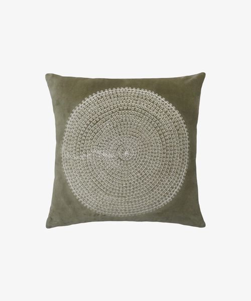 Embroidered Circle Velvet Cushion Cover