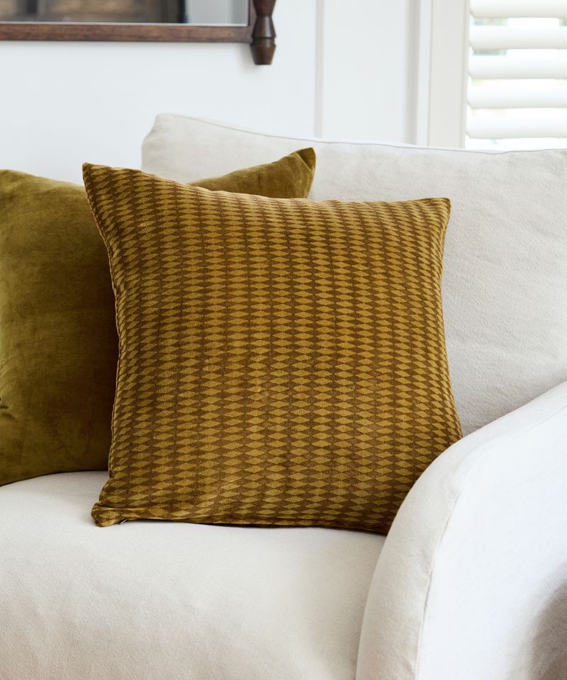 Tobacco Diamonds Handblock Cushion Cover