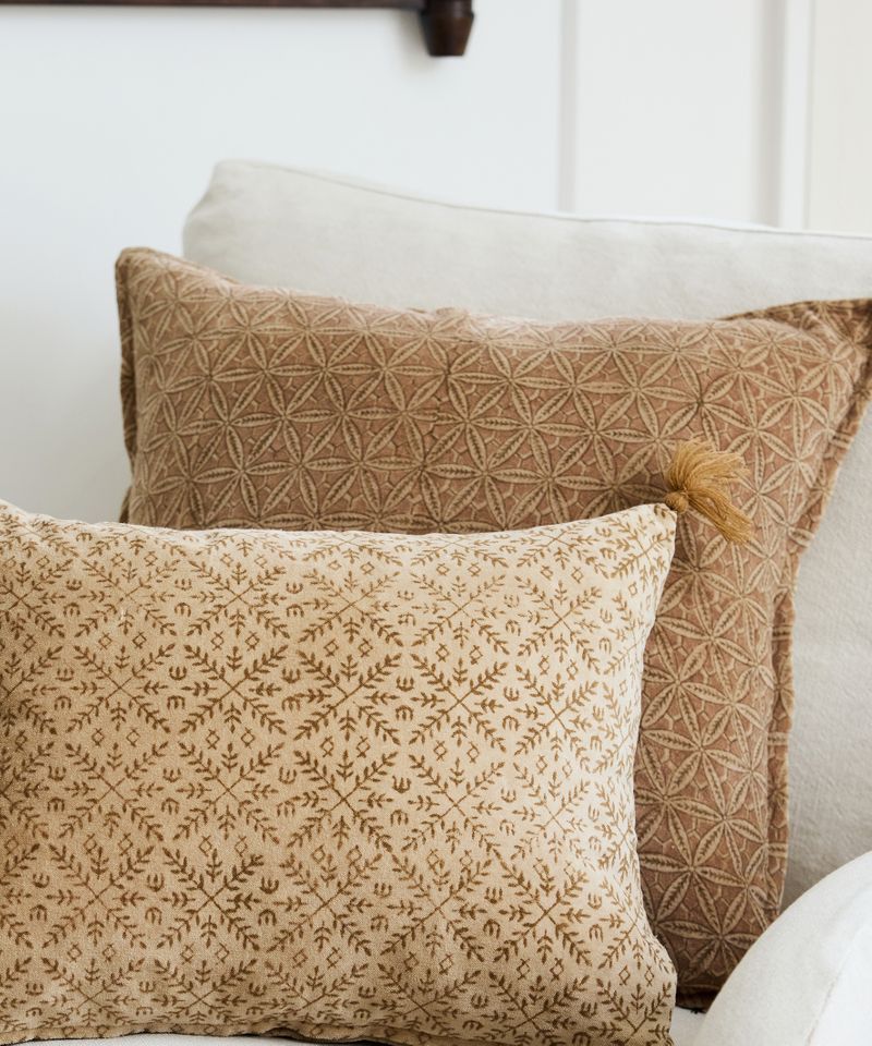 Amelie Handblock Velvet Cushion Cover