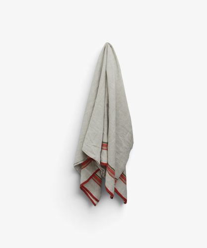 Red Selvedge Stripe Linen Tablecloth Large
