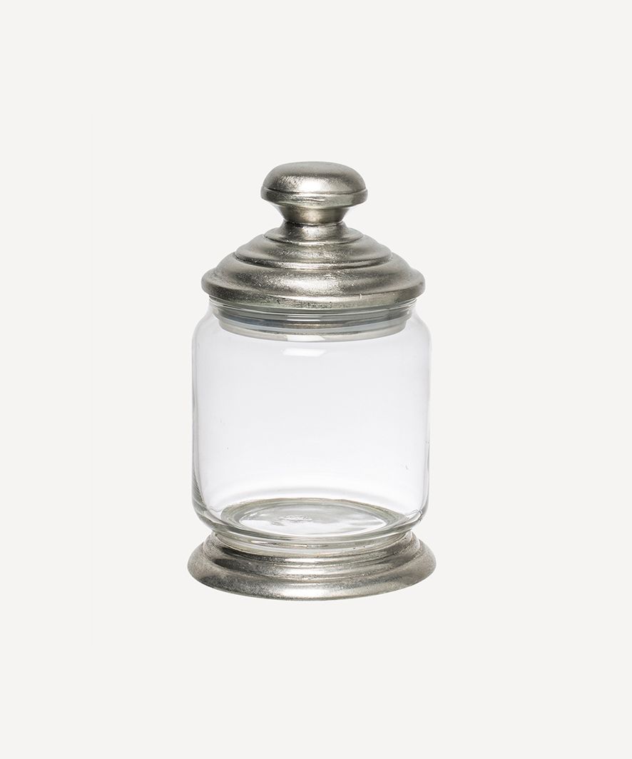 Glass and Pewter Narrow Storage Jar Small