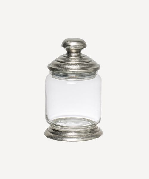Glass and Pewter Narrow Storage Jar Small