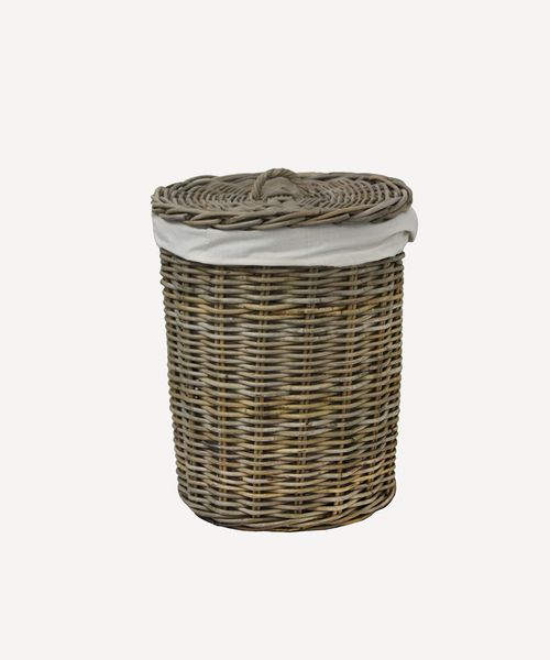 Round Rattan Laundry Basket Small