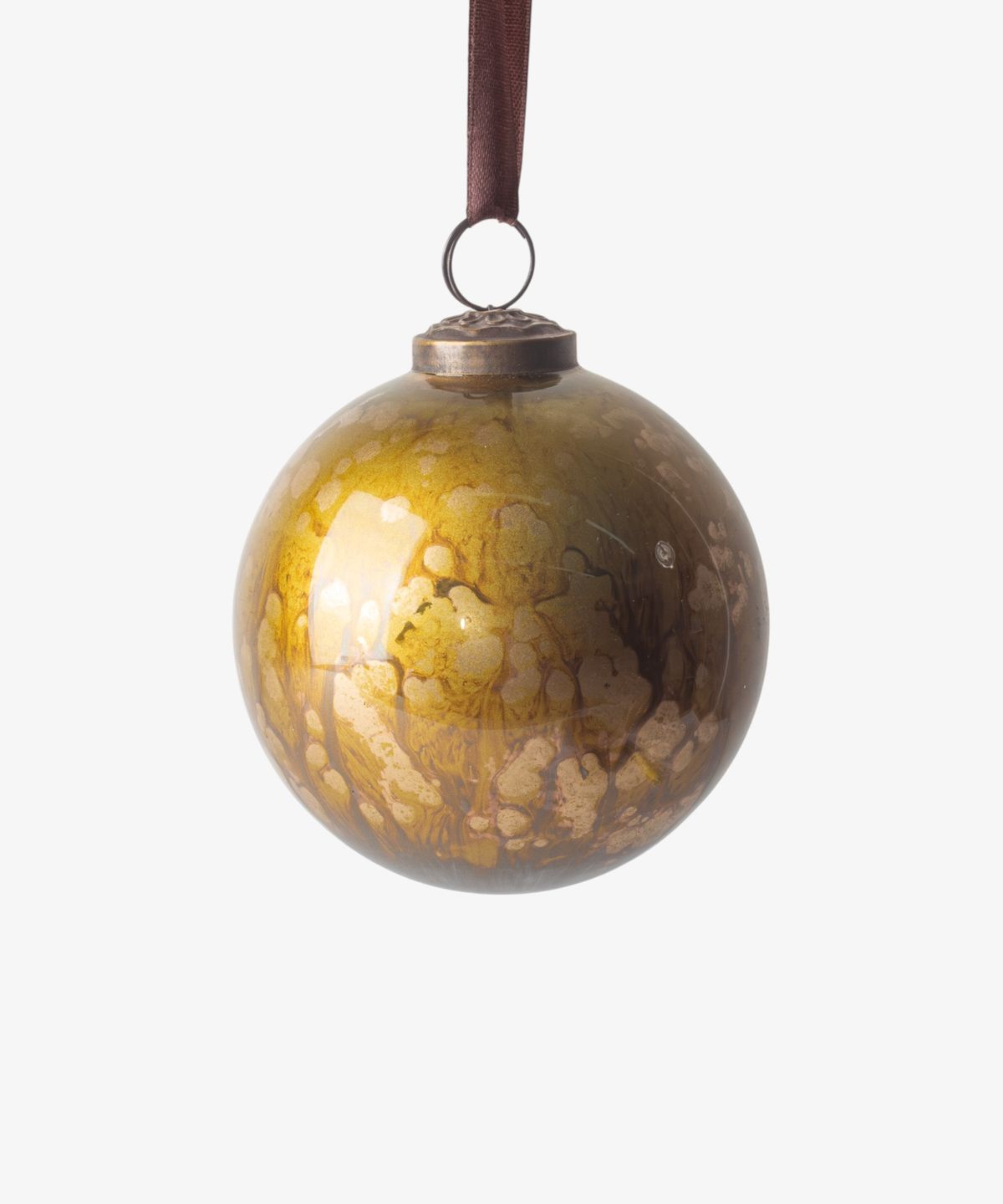 Marbleized Bauble Bronze Gold 10cm