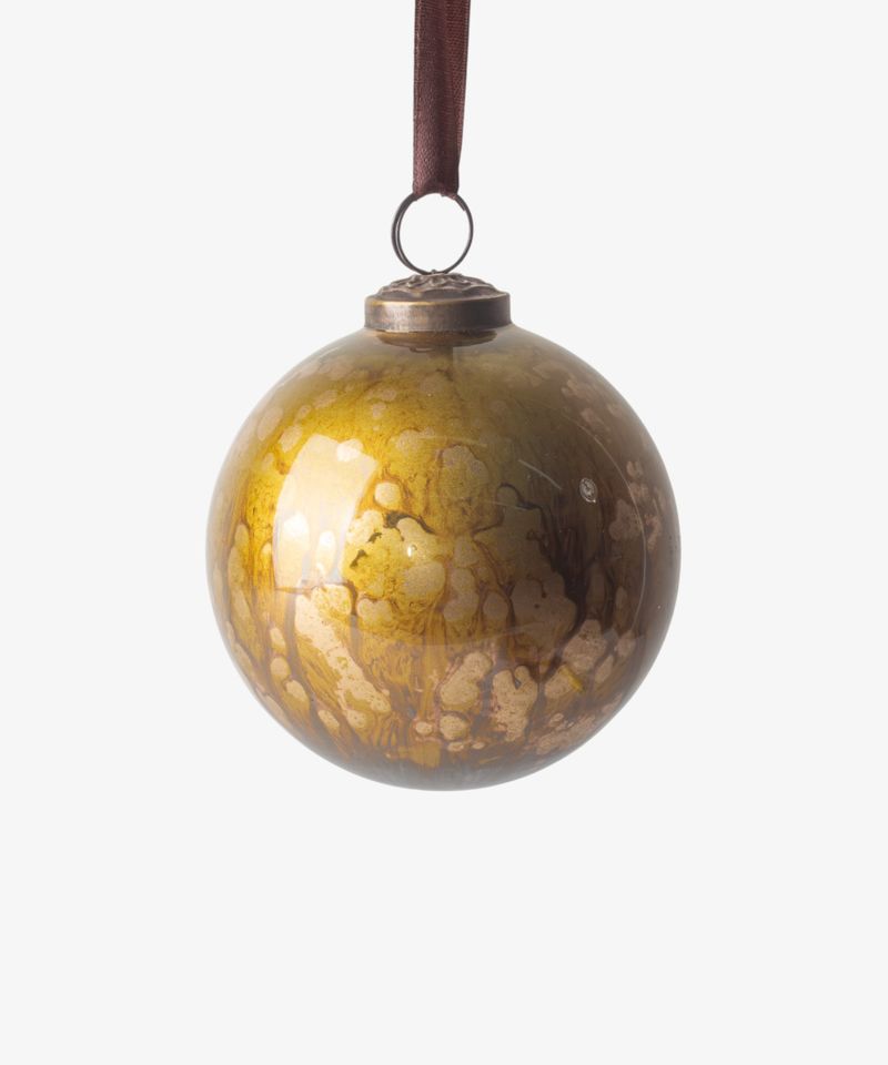 Marbleized Bauble Bronze Gold 10cm