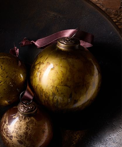 Marbleized Bauble Bronze Gold 10cm