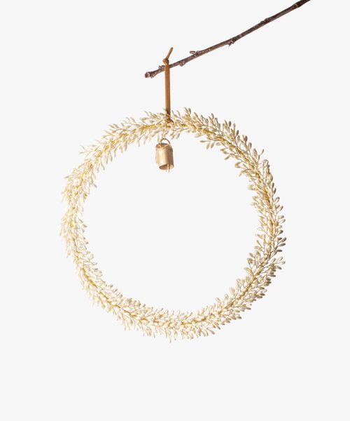 Golden Beaded Wreath with Bells Large