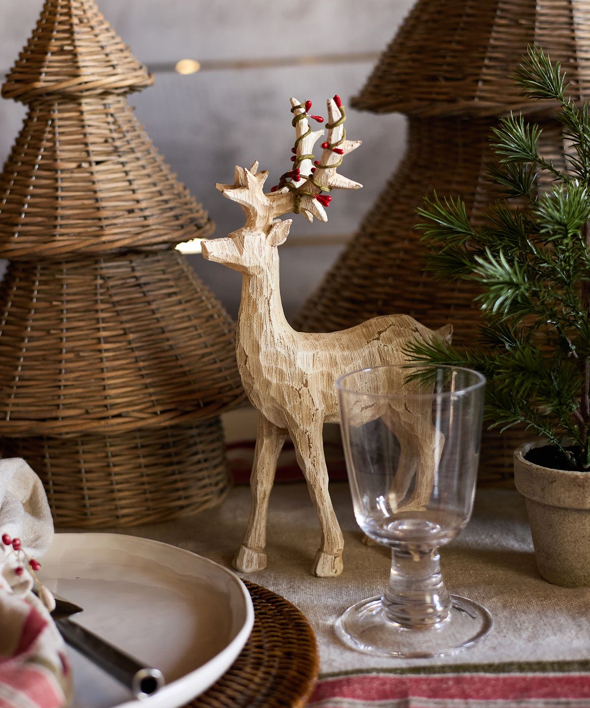 Scandi Deer with Red Beads Standing