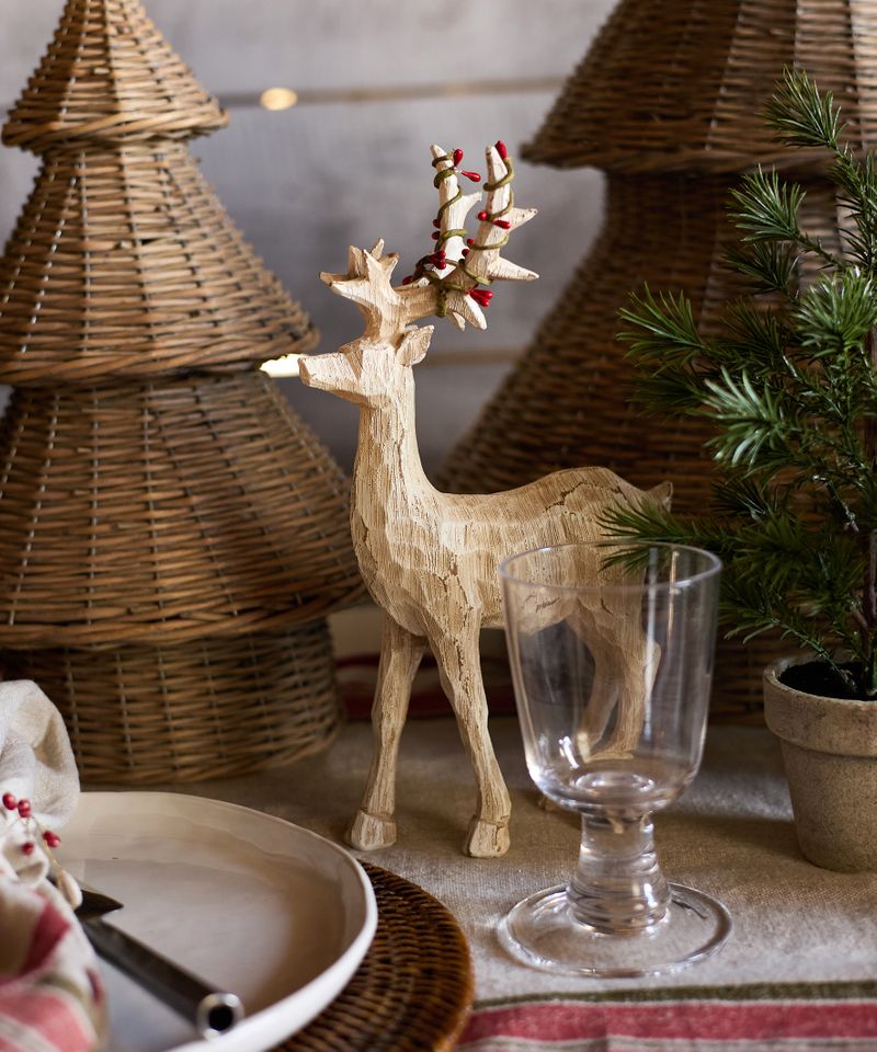 Scandi Deer with Red Beads Standing