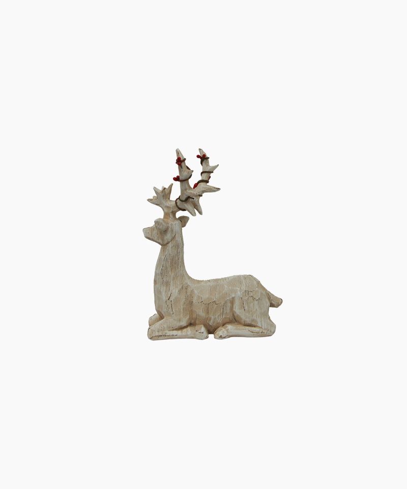 Scandi Deer with Red Beads Lying