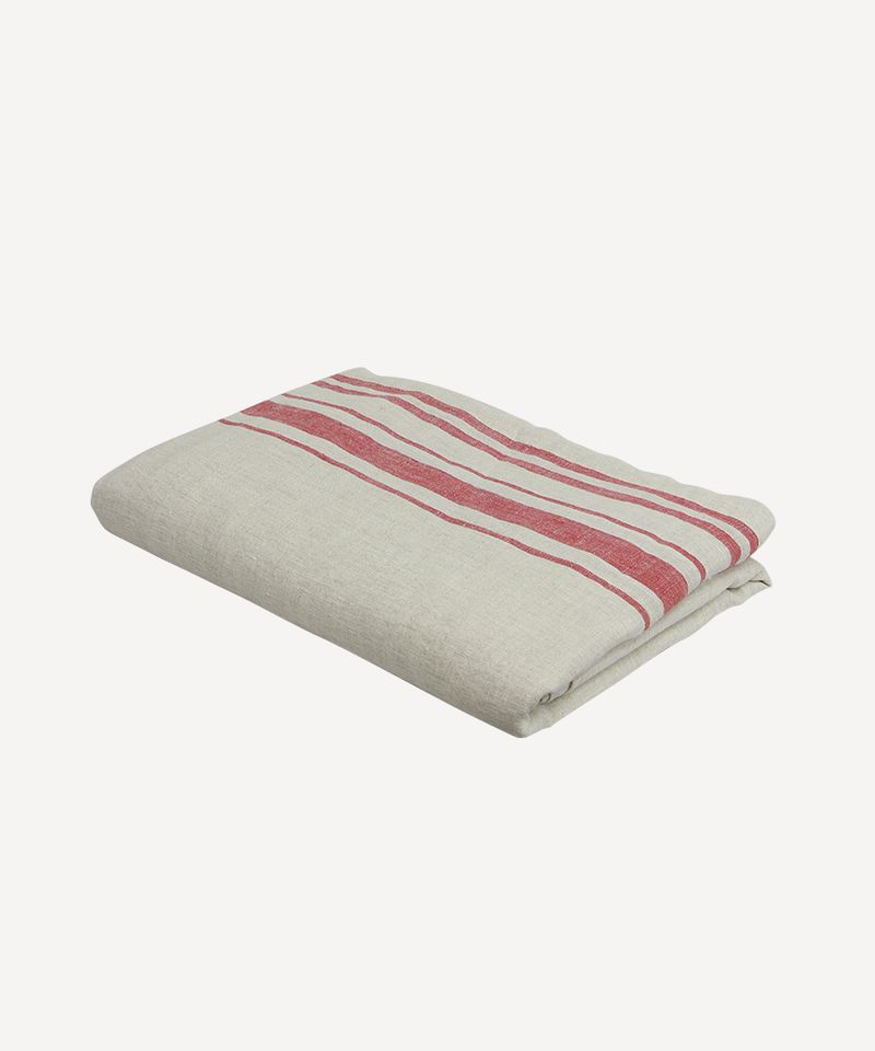 Red Stripe Linen Tablecloth
