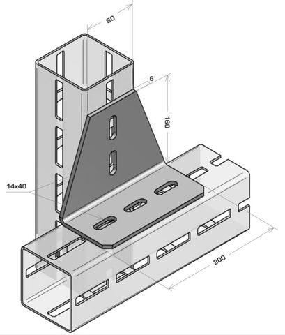 MODFRAME 100 90° Angled T Plate