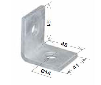 Angle Bracket 2 Hole 90°, 48x51mm HDG