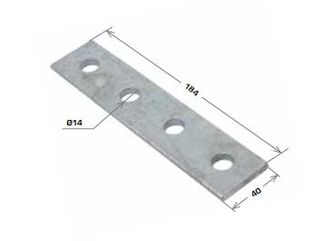 Flat Plate Fitting, 4 Hole 40x186mm Galv