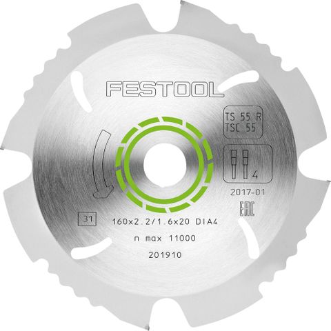 Festool Fibre Cement Blade 160MM X2.2/1.6X20 D164 (TS 55 R)