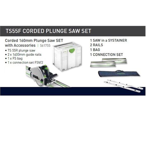 TS 55 F EBQ, 2 x 1400 rails, 1 x Rail bag & Connection set FSV/2