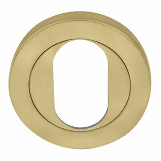 OVAL CYLINDER ESCUTCHEONS MATT SATIN BRASS