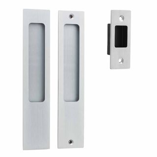 SLIDING DOOR PASSAGE SET BRUSHED CHROME