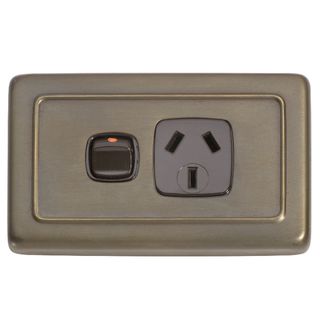 FLAT PLATE SOCKET ANTIQUE BRASS-BROWN