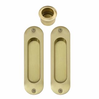 SLIDING DOOR PASSAGE SET SATIN BRASS